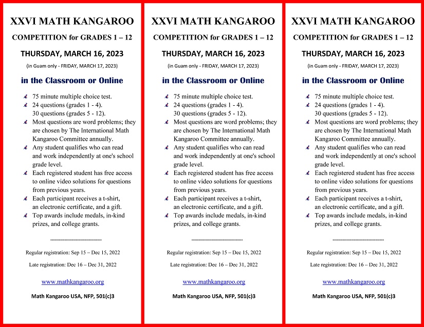 Math Kangaroo Posters and Flyers for Promoting the Contest