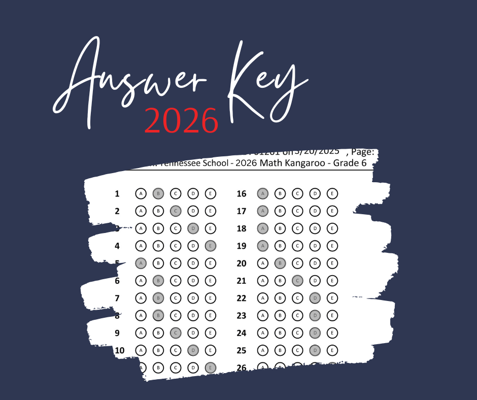 Dark blue background with handwritten 'Answer Key 2026' text; a torn white sheet reveals a multiple-choice answer sheet with numbered questions and filled circles