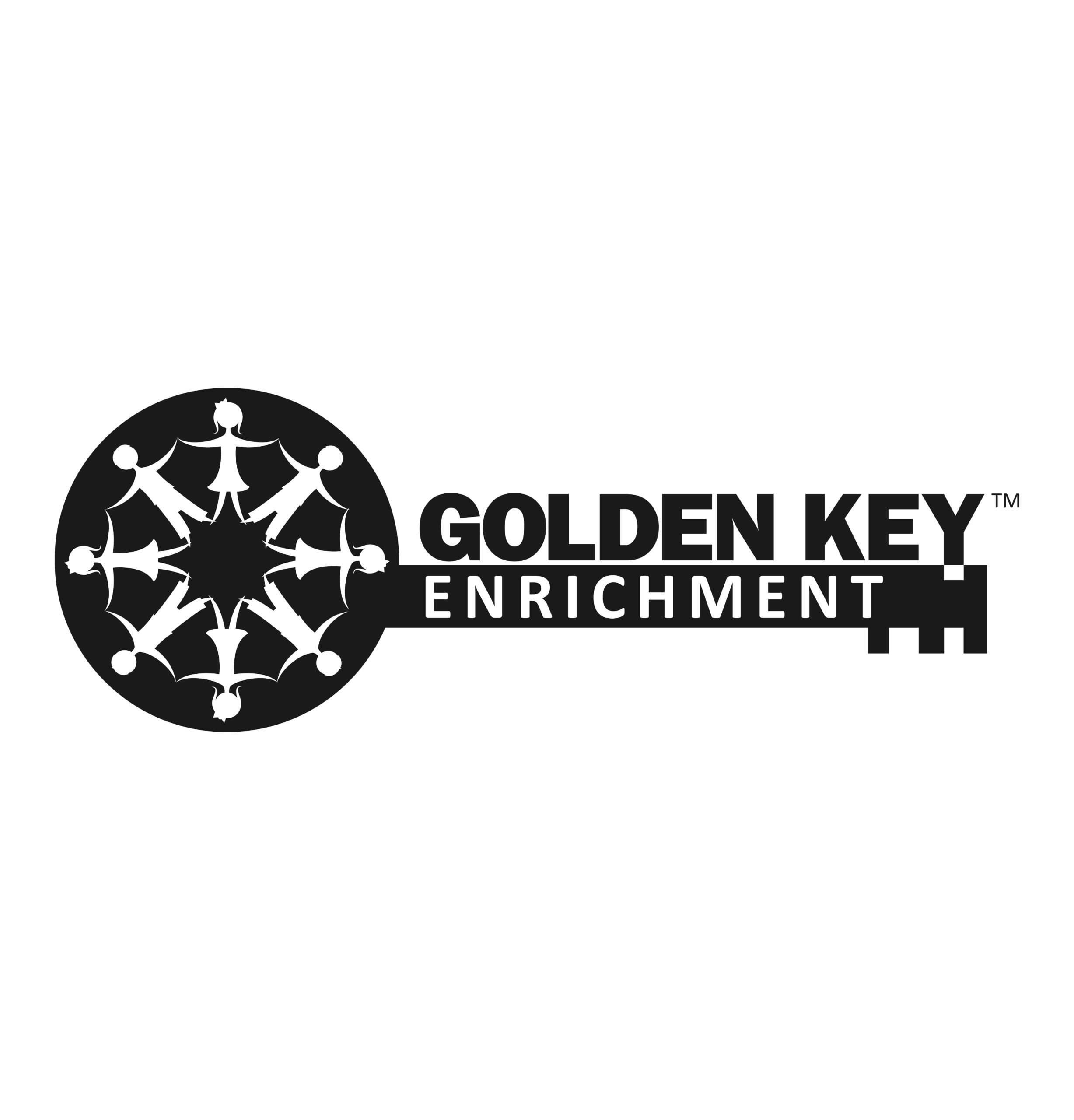 Logo: black circle with white interconnected figures forming a ring, alongside the text GOLDEN KEY ENRICHMENT in bold.