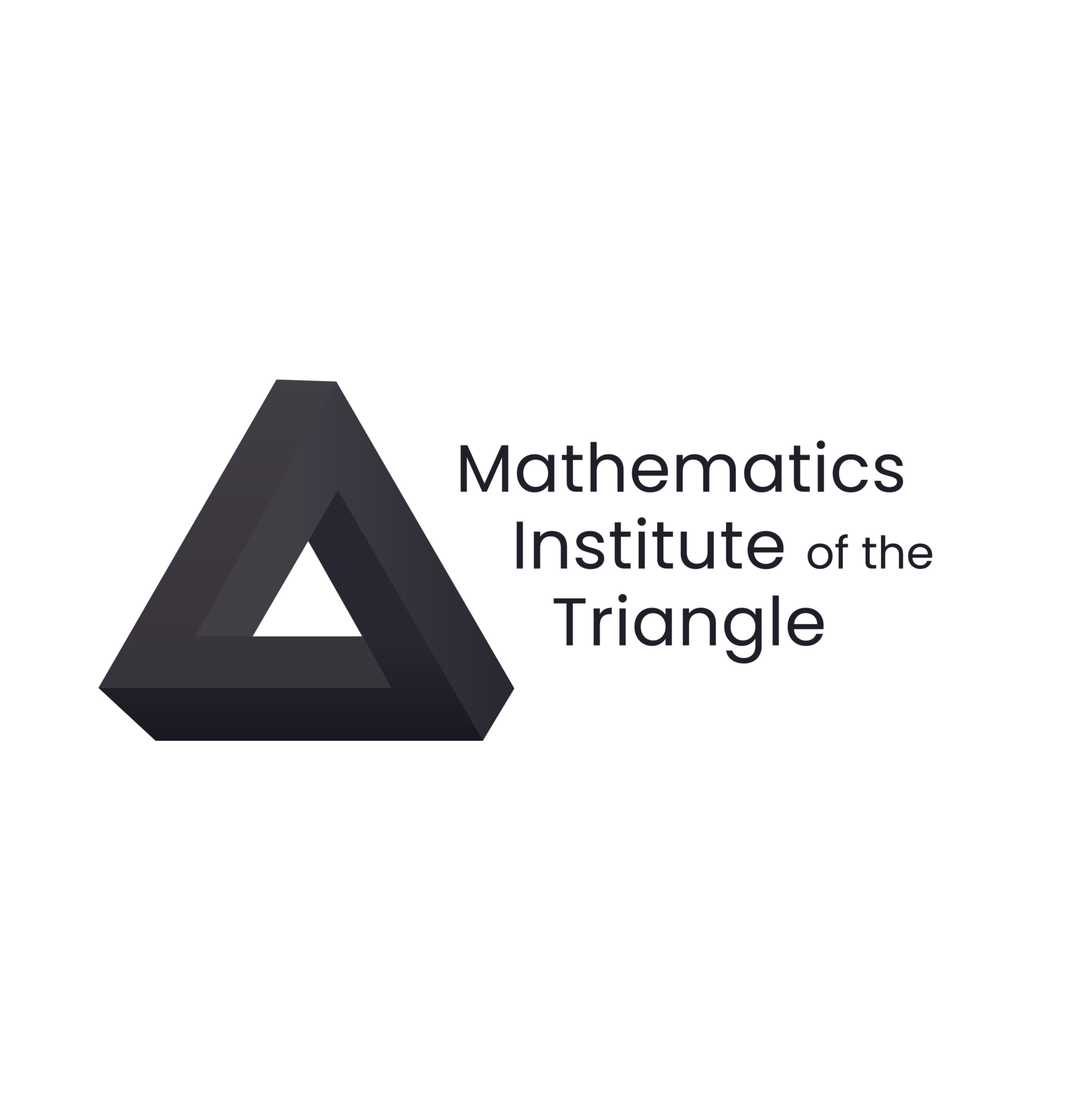 Logo for the Mathematics Institute featuring overlapping dark gray triangles with the word 'Mathematics' to the right.