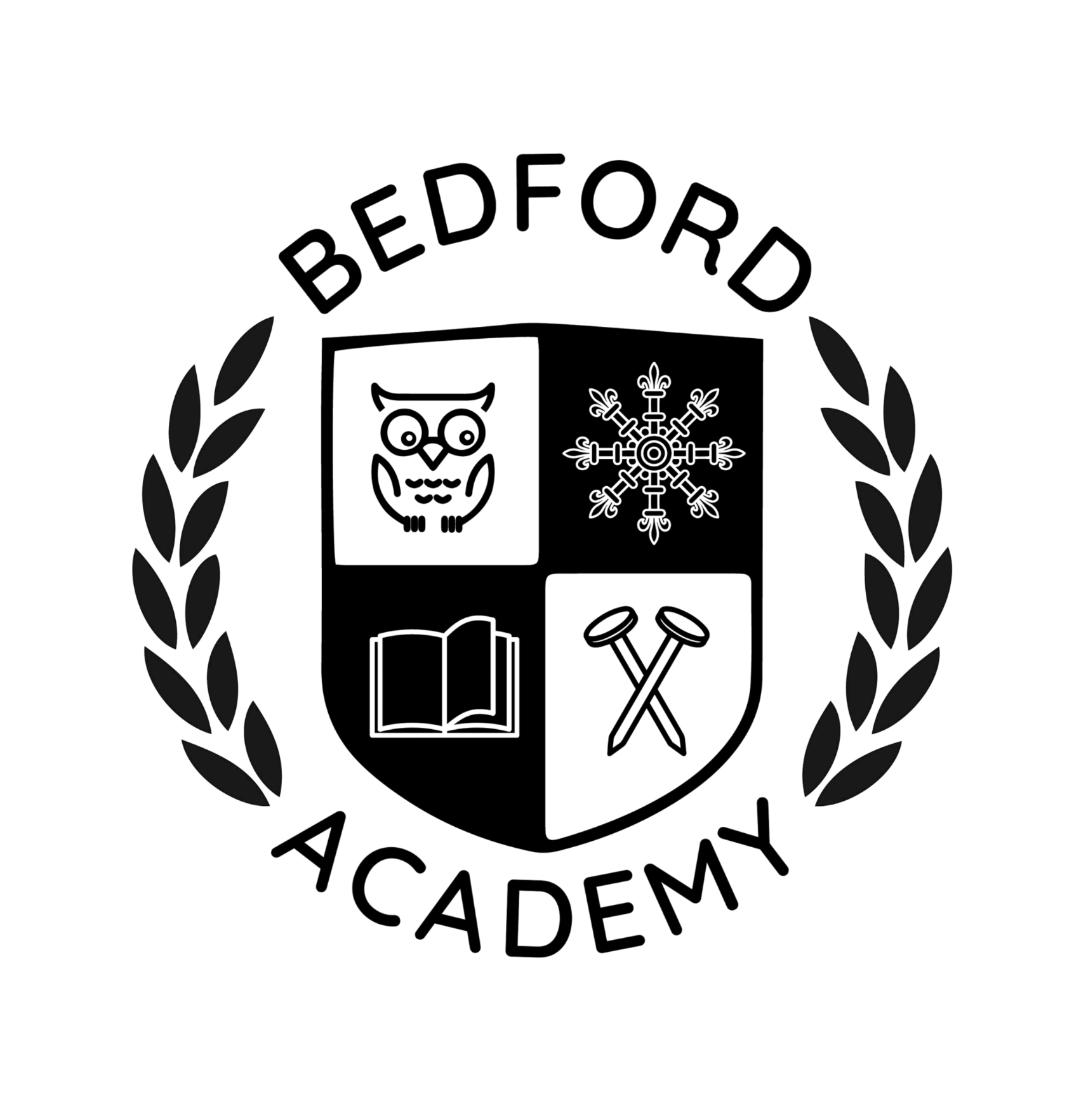 Bedford Circular award seal with laurel branches on both sides; central text too small to read, appears decorative/official.