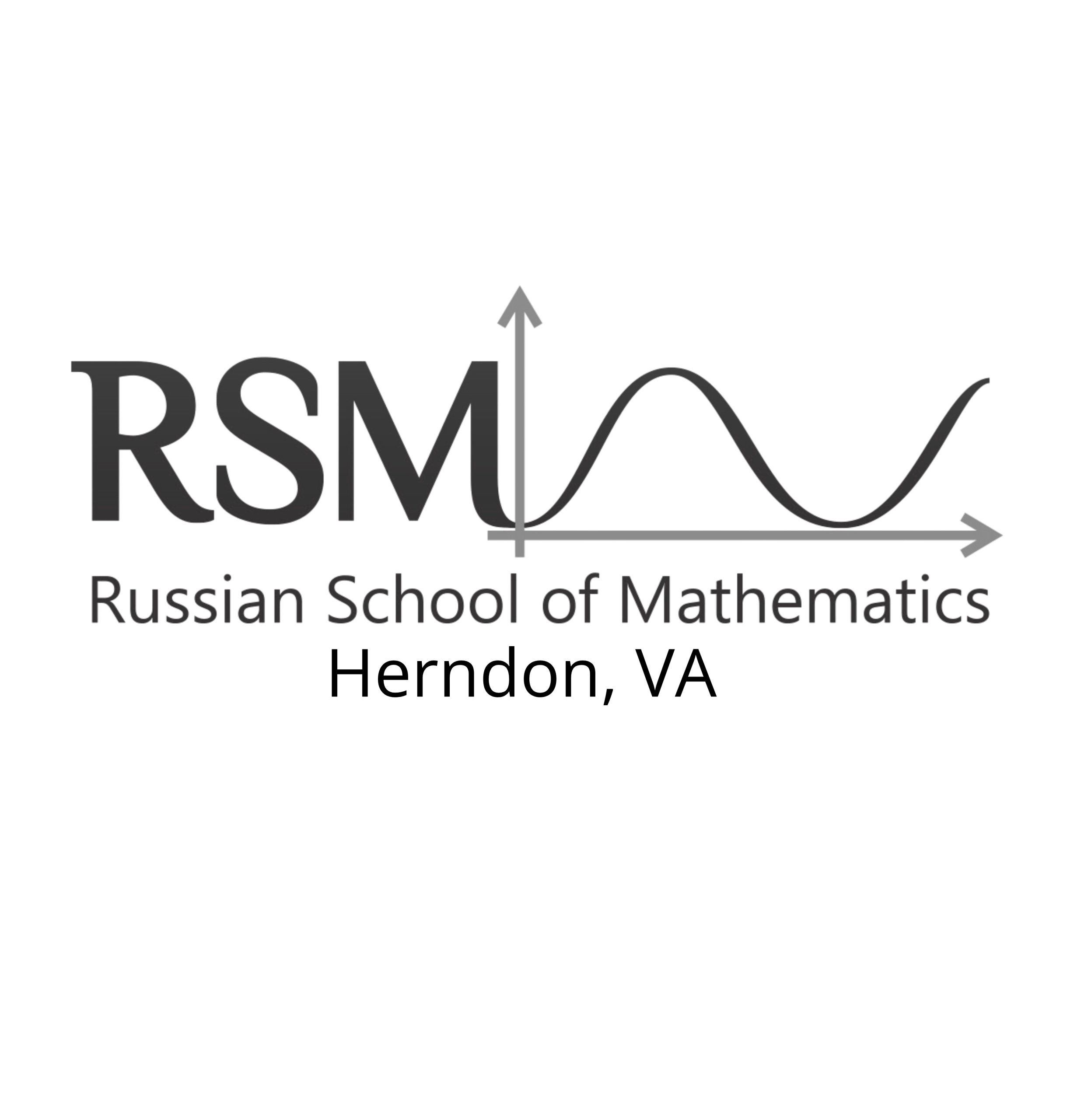RMS Herndon, VA RSM logo for the Russian School of Mathematics, featuring the letters 'RSM' with a sine wave and coordinate axes beneath.